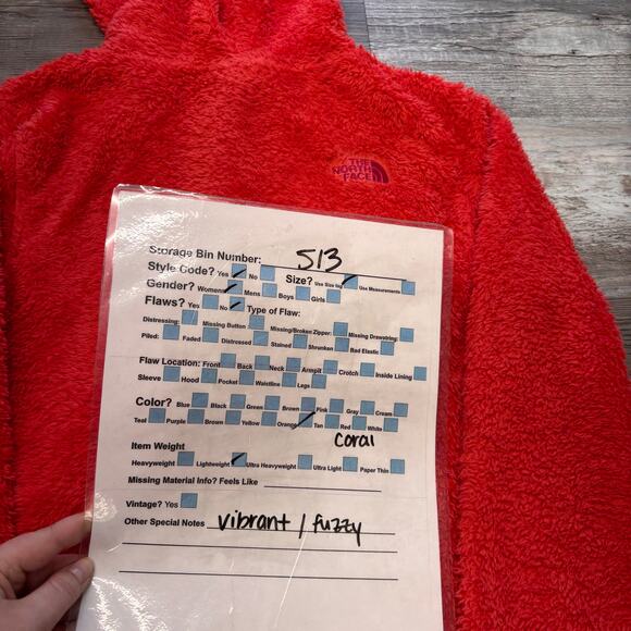 The North Face Jacket Fuzzy‎ Sherpa Fleece Coral Orange Womens S Full Zip Hooded - Picture 8 of 8